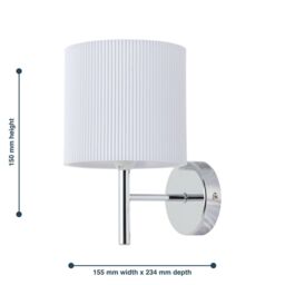 First Choice Lighting Brea - Chrome Wall Light with White Pleated Shade in Silver - thumbnail 5