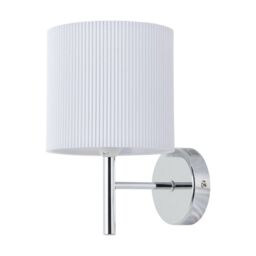 First Choice Lighting Brea - Chrome Wall Light with White Pleated Shade in Silver - thumbnail 1