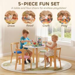 AIYAPLAY 5 Piece Kids Table & Chairs Set Wood for 3-8 Years for Art Crafts - Size: 60 cm x 60 cm - thumbnail 4