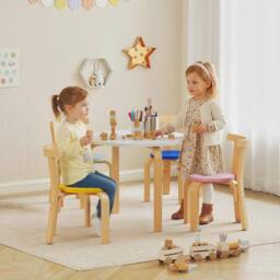 AIYAPLAY 5 Piece Kids Table & Chairs Set Wood for 3-8 Years for Art Crafts - Size: 60 cm x 60 cm - thumbnail 1