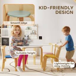AIYAPLAY 5 Piece Kids Table & Chairs Set Wood for 3-8 Years for Art Crafts - Size: 60 cm x 60 cm - thumbnail 5