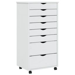 Berkfield Home Rolling Cabinet with Drawers MOSS White Solid Wood Pine - thumbnail 2