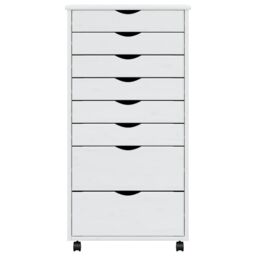 Berkfield Home Rolling Cabinet with Drawers MOSS White Solid Wood Pine - thumbnail 4