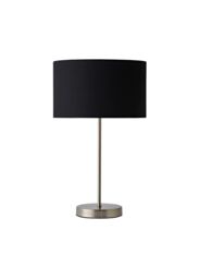 ValueLights Charlie Chrome Stem Table Lamp with Fabric Drum with Chrome Inner Lamp Shade in Black - thumbnail 7