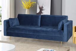 Furniture Maxi Avery Velvet 3 Seater Sofa with 2 Scatter Cushions in Blue - thumbnail 2
