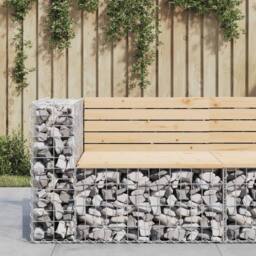 Berkfield Home Garden Bench Gabion Design 92x71x65.5 cm Solid Wood Pine in Brown - thumbnail 2
