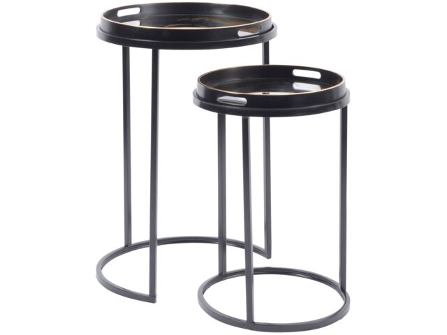 Libra Interiors Gold Swirl Set of 2 Side Tray Tables - image 1