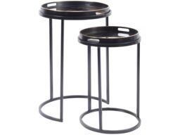 Libra Interiors Gold Swirl Set of 2 Side Tray Tables - thumbnail 1