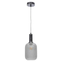 First Choice Lighting Set of 2 Batley - Clear Ribbed Glass Chrome Deco Pendant Fittings - thumbnail 2