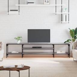 Berkfield Home TV Cabinet Grey Sonoma 201x35x45 cm Engineered Wood&Iron - Size: 201 x 35 x 45 cm - thumbnail 2