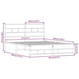 Berkfield Home Metal Bed Frame without Mattress Sonoma Oak 140x190 cm in Brown - thumbnail 9