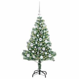 Berkfield Home Artificial Christmas Tree Snow Flocked with LED Light 120 cm in Green - thumbnail 3
