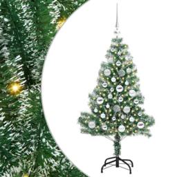 Berkfield Home Artificial Christmas Tree Snow Flocked with LED Light 120 cm in Green - thumbnail 2