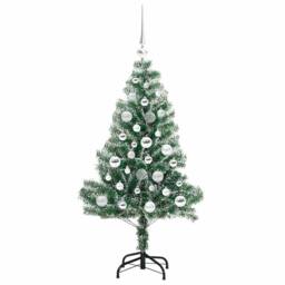 Berkfield Home Artificial Christmas Tree Snow Flocked with LED Light 120 cm in Green - thumbnail 4