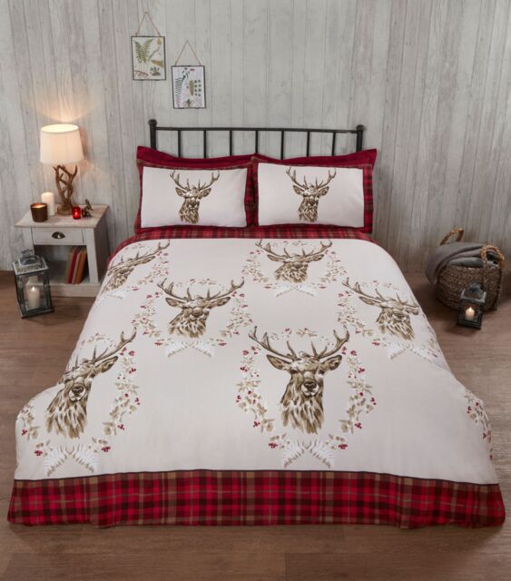 Rapport Home Angus Stag Brushed Cotton Bedding Set in Red - Size: Double - image 1