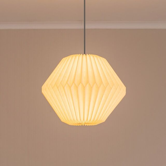 ValueLights Astrid Geometric Origami Hexagon Paper Pleated Easy Fit Lamp Shade with LED Bulb in White - image 1