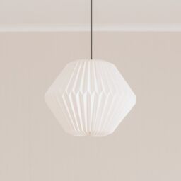 ValueLights Astrid Geometric Origami Hexagon Paper Pleated Easy Fit Lamp Shade with LED Bulb in White - thumbnail 3