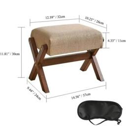 Havendro Small Footstool Shoe Changing Stool Padded Foot Rest Stool Entryway in Beige - thumbnail 2