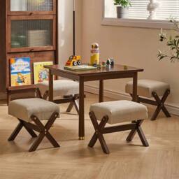 Havendro Small Footstool Shoe Changing Stool Padded Foot Rest Stool Entryway in Beige - thumbnail 3