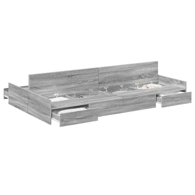 Berkfield Home Storage Bed Frame Grey sonoma 120 x 200 cm Melamined Wood - image 1