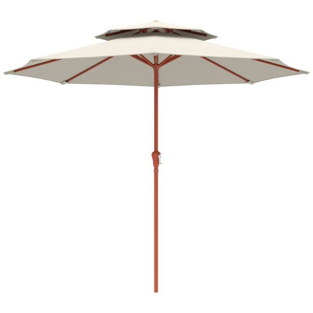EONLION 2.7 m Garden Parasol Table Umbrella with Double Top White - image 1