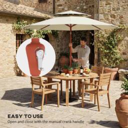 EONLION 2.7 m Garden Parasol Table Umbrella with Double Top White - thumbnail 3