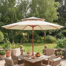 EONLION 2.7 m Garden Parasol Table Umbrella with Double Top White - thumbnail 4