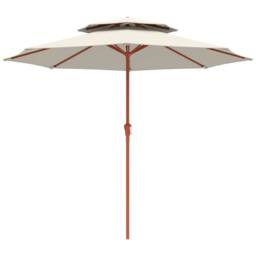 EONLION 2.7 m Garden Parasol Table Umbrella with Double Top White