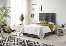 Somnior Galaxy Sprung Memory Foam Divan Bed with Headboard In Tweed Fabric in Charcoal - Size: Small Single - thumbnail 2