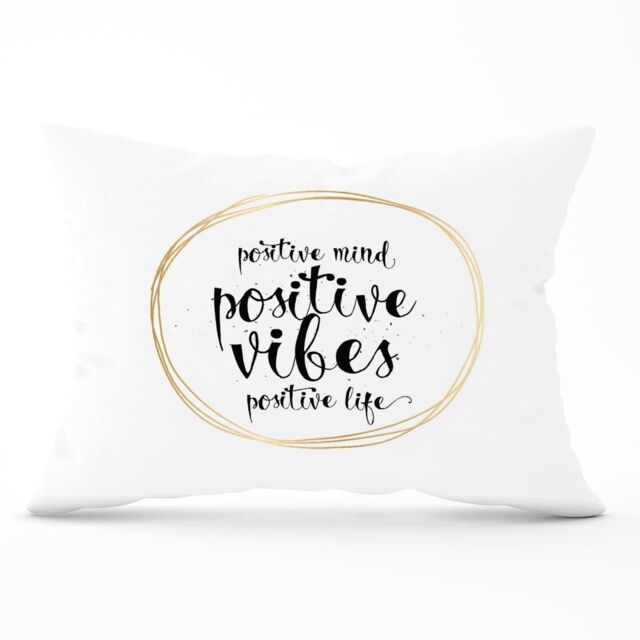 Warren Reed - Designer Positive Mind, Vibes, Life Cushions in Black - Size: 60 cm x 60 cm - image 1
