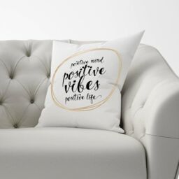 Warren Reed - Designer Positive Mind, Vibes, Life Cushions in Black - Size: 60 cm x 60 cm - thumbnail 2