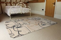 Benjamin Tate Design Continuous Line Drawing Of Faces Designer Rug in Natural - Size: Large - thumbnail 3