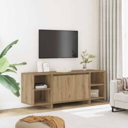 Berkfield Home TV Cabinet Artisan Oak 130x35x50 cm Engineered Wood in Brown - Size: 130 x 35 x 50 cm - thumbnail 2