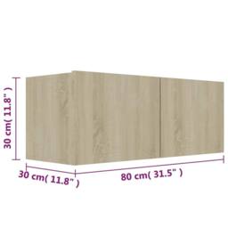 Berkfield Home Sturdy 3 Piece TV Cabinet Set Sonoma Oak Engineered Wood in Light Oak - thumbnail 8