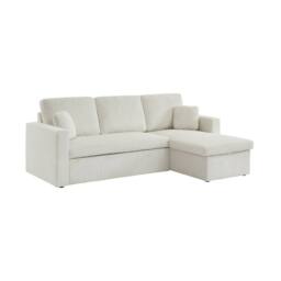 sweeek 3-seater large corduroy corner sofa bed in White - thumbnail 2
