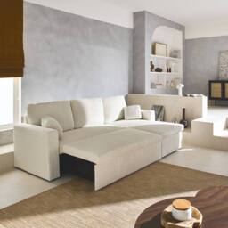 sweeek 3-seater large corduroy corner sofa bed in White - thumbnail 4