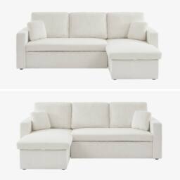 sweeek 3-seater large corduroy corner sofa bed in White - thumbnail 7