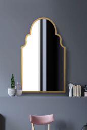"MirrorOutlet Gold Metal Framed Arched Wall Mirror 41"" X 24"" (104CM X 61CM) - Size: 1 Pack" - thumbnail 2