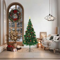 Berkfield Home Stylish Artificial Pre-lit Christmas Tree with Baubles Green 180 cm - thumbnail 3