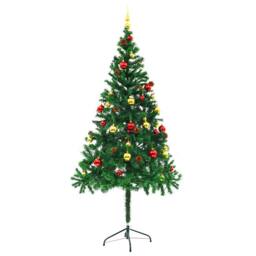 Berkfield Home Stylish Artificial Pre-lit Christmas Tree with Baubles Green 180 cm