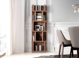 Angel Cerda Walnut Veneer Shelf 60x28x190 cm, Brown - Size: 60 x 28 x 190 cm - thumbnail 3