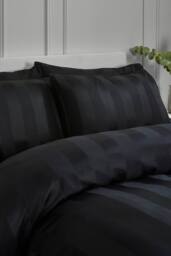 Catherine Lansfield 'So Soft Satin Stripe' Standard Pillowcase Pack of 4 in Black - Size: Standard Pillow Case