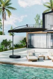 Garden Sanctuary Garden Solar LED Lighted Patio Parasol with Plastic Base in Dark Grey - thumbnail 3