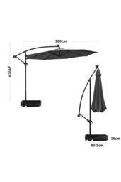 Garden Sanctuary Garden Solar LED Lighted Patio Parasol with Plastic Base in Dark Grey - thumbnail 6