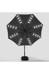 Garden Sanctuary Garden Solar LED Lighted Patio Parasol with Plastic Base in Dark Grey - thumbnail 5