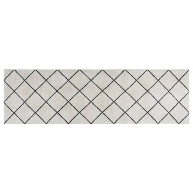 Berkfield Home Kitchen Rug Washable Square 60x180 cm Velvet in Off-White - image 1