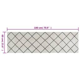 Berkfield Home Kitchen Rug Washable Square 60x180 cm Velvet in Off-White - thumbnail 5