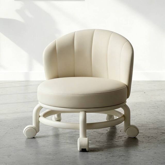 Ventryn Compact Rolling Stool for Shoe Changing & Cleaning in Cream - image 1