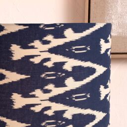 Ruma Navy Blue Ikat Patterned Cylinder Lampshade for Table Lamps - Size: 12 inches - thumbnail 2