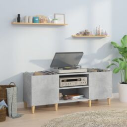 Berkfield Home Record Cabinet Concrete Grey 121x38x48 cm Engineered Wood - Size: 121 x 38 x 48 cm